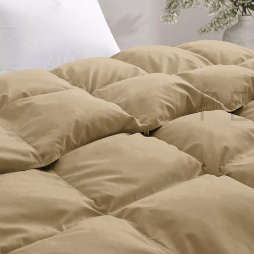 Image of PURE ECO 600 GSM Down Alternative Comforter for Single Size (60 inchX90 inch) - 600 GSM Heavy Winter Comforter /Rajai /Duvet /Blanket Microfiber Super Soft Fluffy for Winter Single Size - Beige Color