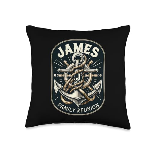 James Family Reunion Celebratory Emblem Throw Pillow