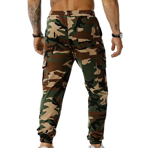 Pantalones cargo para hombre con camuflaje y patchwork de Munweiyu 2