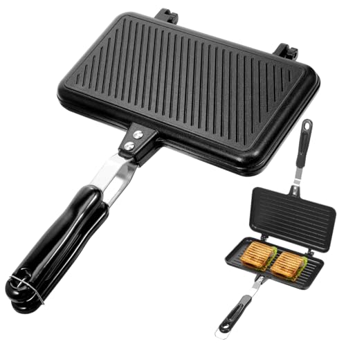 KICHOUSE Sandwich Baking Pan Double-sided Grill Frying Pan Non-stick Sandwich Maker Practical Home Cookware