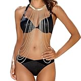 💗【Perfektes Match】Die kostüm sonne kann mit Bikinis, Jeans, Lederhosen, Kleidern usw. kombiniert werden und eignet sich für Strandpartys, Dates oder andere ungezwungene Anlässe. Sexy Damen ketten bikini, sie kann Ihre perfekte Figur hervorheben und Sie selbstbewusster und charmanter in der Menge machen
