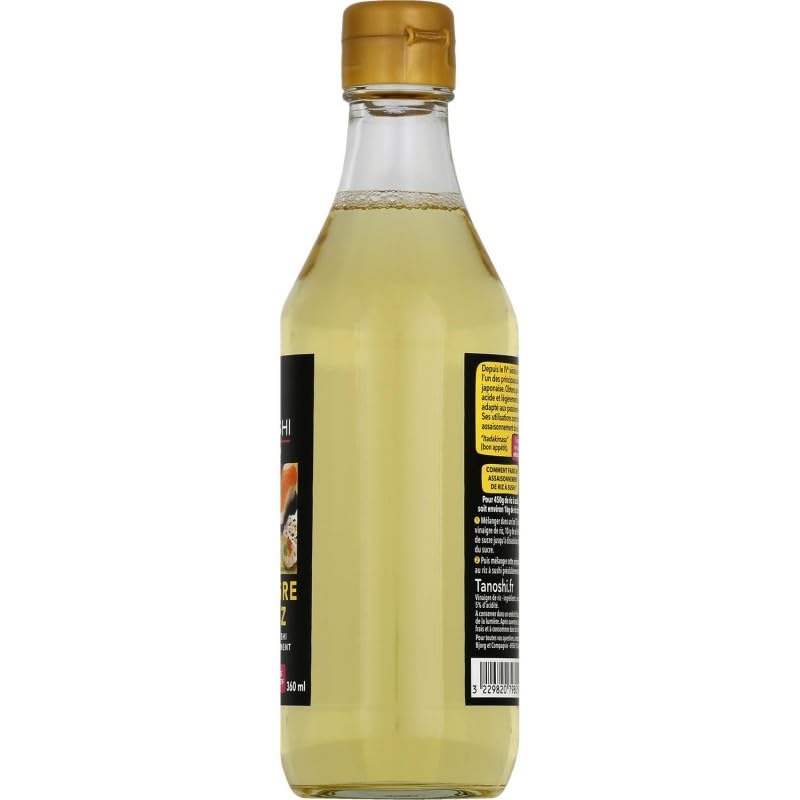 Tanoshi Vinagre de arroz 360 ml secreto asiático para sabores auténticos – Vinagre de salé – Pack de 3