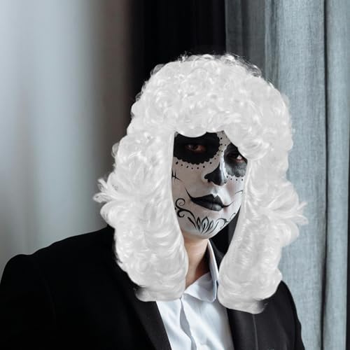 Perruque blanche de juge pour représentations et théâtre - 5
