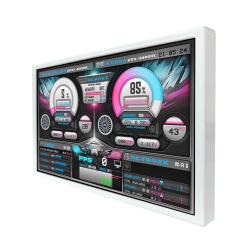 Image of VSDISPLAY 8'' 1280x800 PC Case Screen IPS Portable Small Monitor,White | Supports Theme Edit for Monitoring Computer CPU GPU RAM Temp Data