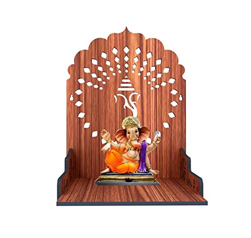 MANDIRAM SSI Wooden Mandir for Pooja Home Decoration Wall Mounted Beautiful Temple