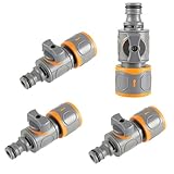 Raccord avec vanne de régulation : Vous recevrez 4 vannes d'arrêt de tuyau. L'interrupteur contrôle le débit d'eau de la rallonge pour s'adapter précisément aux besoins d'arrosage de la zone. Des régulateurs de débit permettent d'économiser l'eau et d'adapter l'arrosage aux besoins du jardin.