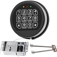 Gun Safe Lock Replacement with 2 Override Keys & Solenoid Black Keypad Safe Electronic Safe Lock for Fireproof Safe Box