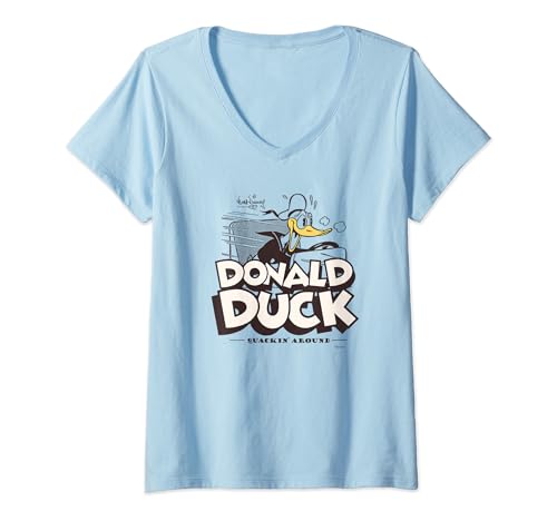 T-shirt vintage Disney 100 Donald Duck rétro col v vêtement Quackin Around