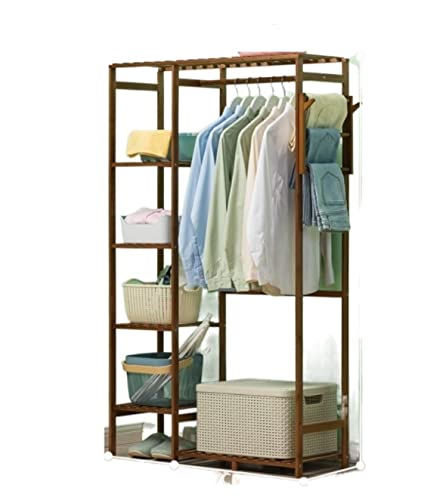 FGXHHS Perchero de pie con Banco de Almacenamiento, riel móvil para Colgar Ropa, Zapatos, para casa, Oficina, Pasillo, Dormitorio (Color: Bruin, tamaño: 90 x 145 cm)