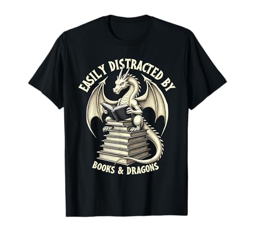 Reading Lover Easily Distracted by Dragons and Books Dragon Camiseta