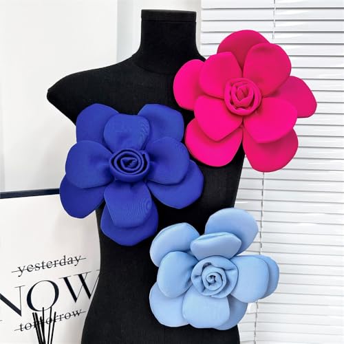 Image of Chunky Fabric Flower Brooch Pin for Women Girls Fashion Dainty Layered Rose Camellia Flowers Corsage Boutonniere Brooches Lapel Pins Elegant Wedding Holiday Party Dress Accessories Jewelry