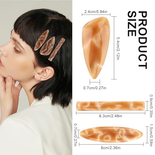 CURASA Pinzas de Pelo Alligator 6PCS de Metal y Resina Acrílica, Broches Antideslizantes, Accesorios Decorativos para Flequillo Marrón para Mujeres y Niñas con Cabello Grueso y Fino miniatura 2
