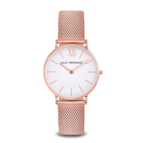 Montre femme analogique vintage mesh AF5014.4 avec bracelet milanais rose