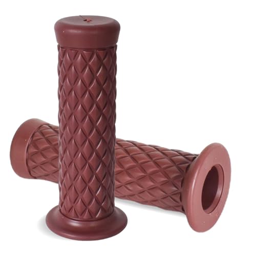 Empuñadura para Manillar Motocicleta de Goma, 22mm Antideslizante Empuñaduras de Moto Manillar, Puños para Moto Universale Agarraderas Diseño Ergonómico (Rojo Marrón)