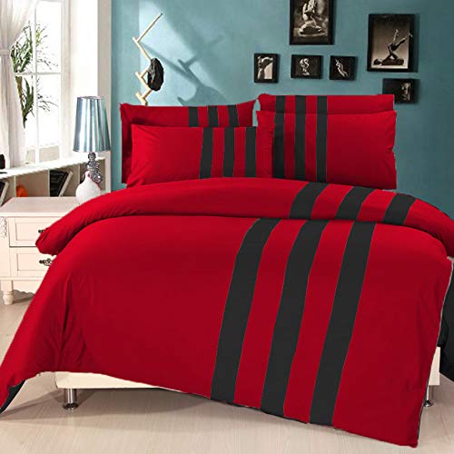 Funda de edredón de algodón egipcio de 600 hilos tamaño doble reversible rojo y negro