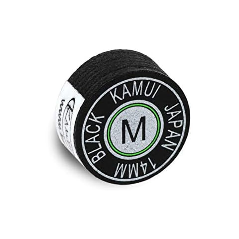 KAMUI Black Laminated Pool Billiard CUE TIP - 1 pc (Medium, 14 mm) Cover