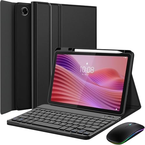 Funda de teclado para Lenovo Tab 10.1 2025 para estudiar en cafeterías con ratón inalámbrico