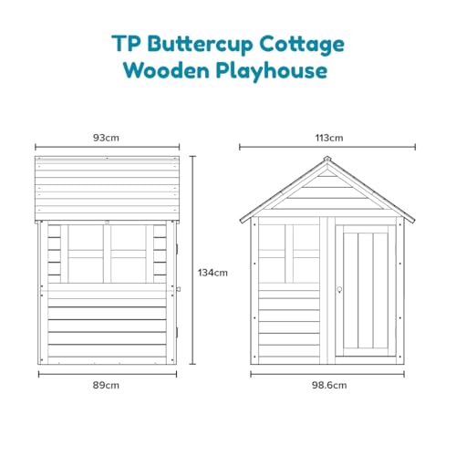 TP Buttercup Cottage Holzspielhaus, FSC-zertifiziertes Holz, anpassbares Design, Plexiglasfenster, optionaler Boden und Veranda, Outdoor-Spaß für Kinder, ab 2 Jahren