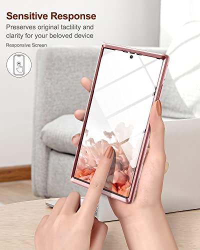 Suritch For Samsung Galaxy S22 Ultra Case, Built-In Screen Protector For Samsung S22 Ultra 5G Case Full Body Protection Shockproof Rugged Bumper Silicone Phone Protective Cover 6.8 Inch - Rose Marble #TOP5