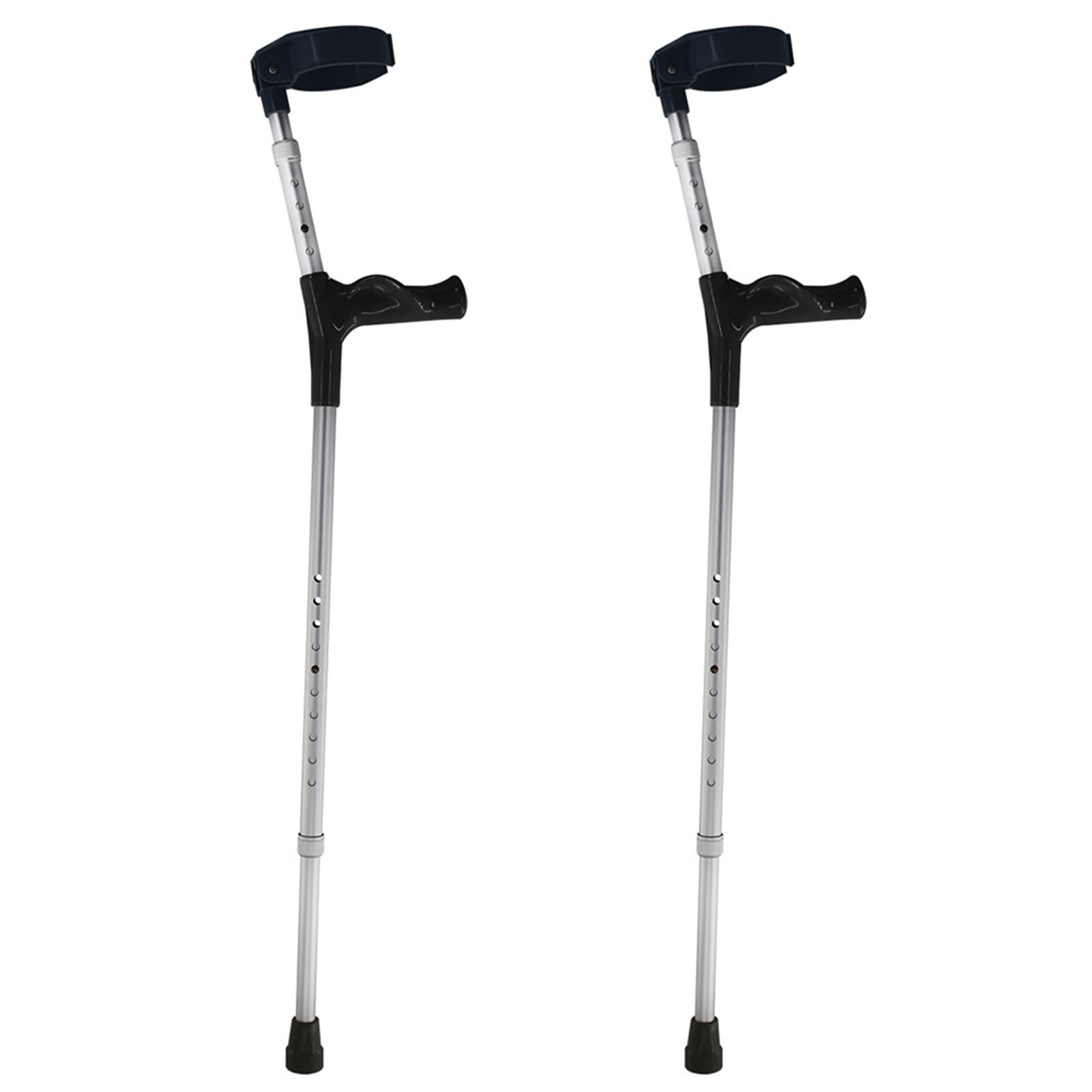 Medyczne regulowane kule przedramienia, aluminiowe ergonomiczne laski, spacerowy chodzik rehabilitacyjny, odpowiednia wysokość: 4,5 stopy-6,2 stopy (kolor: srebrny, rozmiar: 2 liczy) Double the