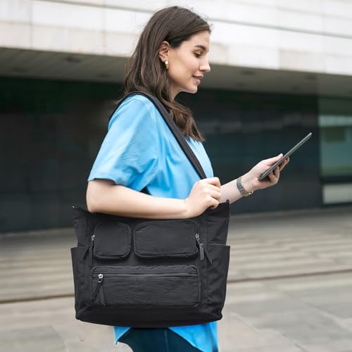 G4Free Tote Bag for Women, Lightweight Work Bag with 15" Laptop Pocket for Teacher Nurse Casual Shoulder Bag for Travel Daily-Black — view 3
