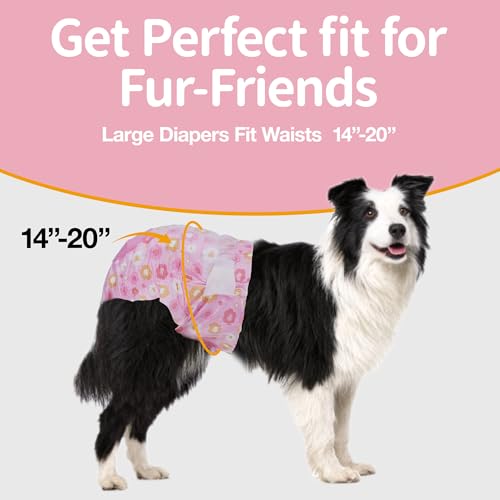 Image of Pet Soft Dog Diapers Female, Disposable Female Dog Diaper, Doggie Diapers for Cat Puppy with Adjustable Foam Tail Hole(Pink,36L)