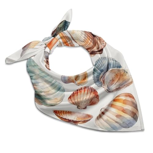 Silk Like Head Scarf for Women Fashion Silk Feeling Scarves Sea Shell Pattern Neck Scarf Satin Bandanas Sleeping Hair Kerchief Headwear 18
