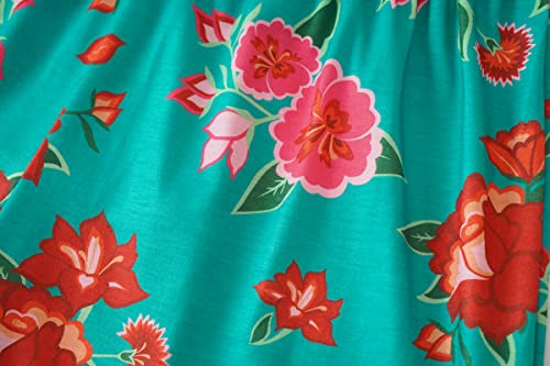 Vozanet Women's V Neck Sexy Pajamas Capri Sets Mexican Style Floral Sleepwear 2Pcs Totem Casual Nighty Plus Size M To 5Xl, Mexican-Green, X-Large #TOP5