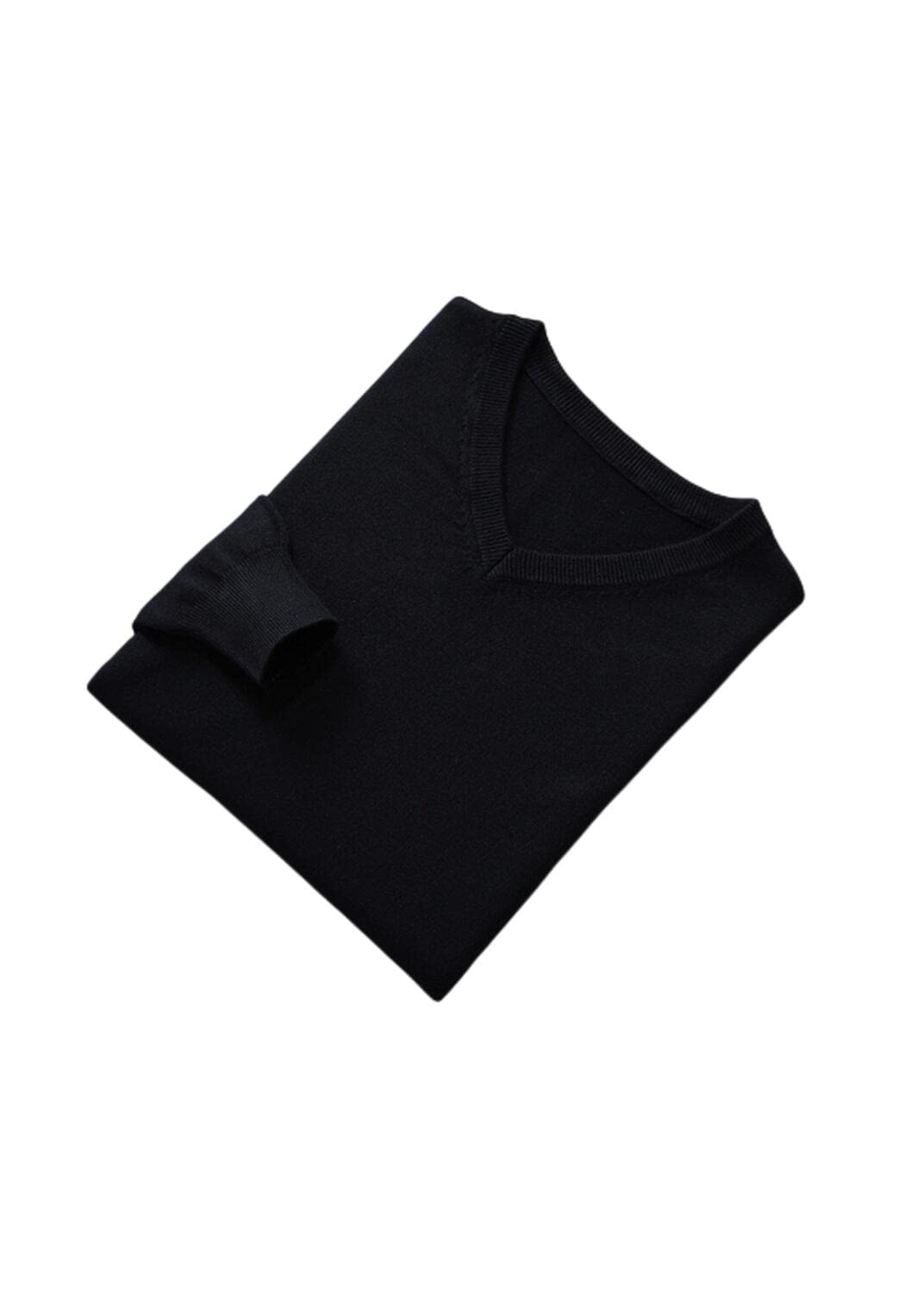 Mogsa Men's Black Jumper Cashmere Sweater Pullover Autumn Winter V-Neck Soft Warm Sweater Jumper Knitted Sweaters-,L