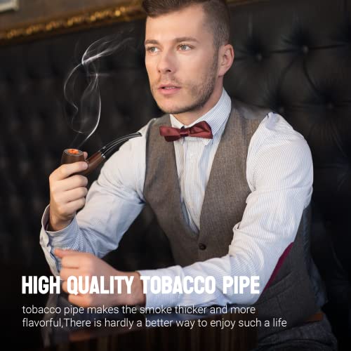Semkont Tobacco Pipe With Pipe Rest And Pipe Storage Pouch Tobacco Pipe Set, Include Smoking Accessories(Filter Screen, Pipe Cleaner, Pipe Scraper And Pipe Clean Tool), Great Gift For Pipe Beginners #TOP5