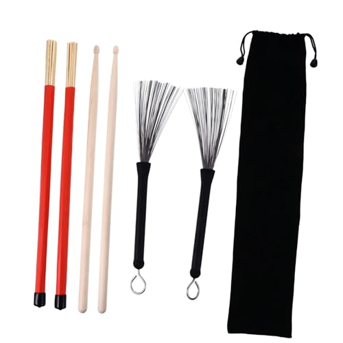 Set de 7 piezas de accesorios para batería con baquetas y cepillos