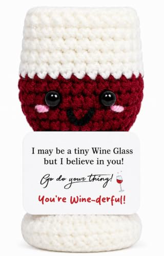 Handmade Wine Glass Crochet,Birthday Gift for Wine Lovers,Funny Emotional Support Crochet Wineglass,Home Bar Happy Hour Accessories for Men Women Drinkers