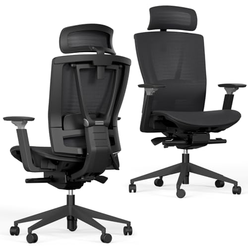 Autonomous ErgoChair Pro Ergonomic Office Chair Mesh Black Adjustable Lumbar Support, Rolling Swivel - Home office Desk Chairs with Wheels and Arms - Ergonomic Desk Chair Comfy for Gaming & Long Hours
