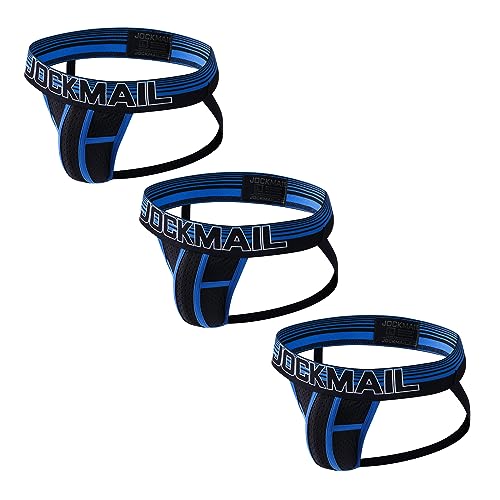 JOCKMAIL 3PCS/Pack Mens Jock Straps Underwear Mens Briefs Mens Thongs Underwear Breathable Mens Bikini Underwear
