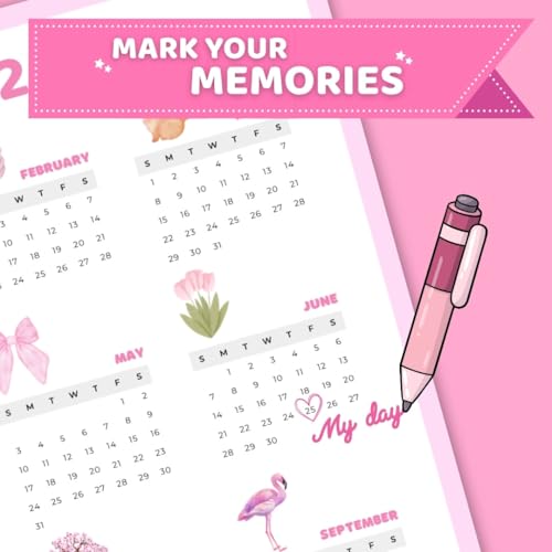 Image of Funk You Store Pink Aesthetic Calendar 2026 Poster | A3 Sized (42 x 29 cm) Poster Cute Calendar for Pink Coquette Home Decor | Feel Good-Calendar 2026 Posters for Wall | Aesthetic Wall Decor