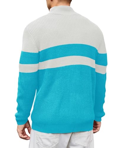 Lexiart Men's Quarter Zip Pullover Sweater Casual Warm Mock Neck Ribbed Knit Slim Fit Sweaters2