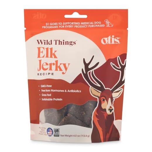 O.T.I.S. Wild Things Elk Recipe Jerky for Dogs – 4 oz – Soft Dog Treats with Elk as 1st Ingredient – GMO-Free – No Hormones or Artificial Colors or Additives