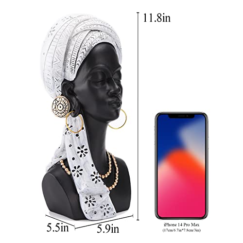 Estatua Busto Mujer Africana Negra 11.8 pulg Resina miniatura 2