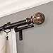 Decopolitan Marble Ball Double Telescoping Drapery Rod Set, 72 to 144-Inches, Brown