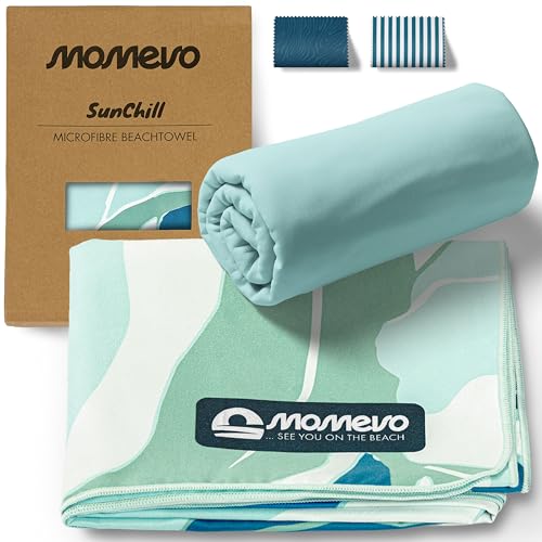 Momevo SunChill   Toalla de microfibra para deporte compacta, toalla de viaje, toalla de playa, secado rápido y ligero para playa, deporte, fitness, sauna