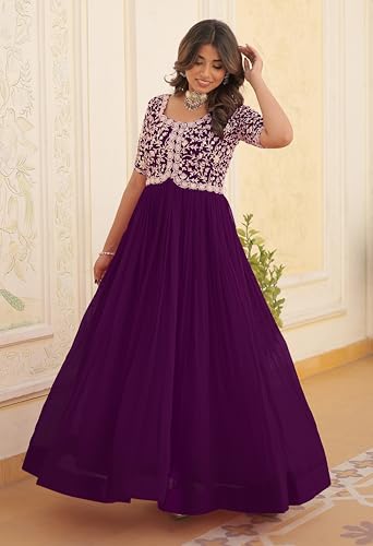 Image of Fashion Basket Georgette Embroidered Anarkali Dress for Women