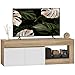 HOMCOM Mueble de TV Moderno, Mesa de TV para Salón con 2 Puertas, Estante Abierto, para Televisión 60 Pulgadas, 140x40x48 cm, Blanco y Natural