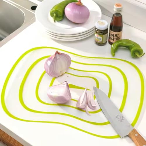 Image of Vegetable Cutting Board Thick Flexible Plastic Cutting Board Set Transparent Cutting Board for Kitchen Prep and Decor Lightweight Non Slip Chopping Mats for Meat and Vegetables