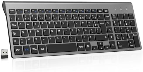 cimetech Clavier sans Fil, Clavier AZERTY Français avec Récepteur Nano USB 2.4GHz Ergonomique Compatible avec Windows/MacOS, Windows PC Laptop - Gris