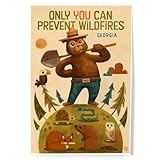 Lantern Press 8x12 Art Print, Georgia, Smokey Bear and Friends, Only You Can Prevent Wildfires