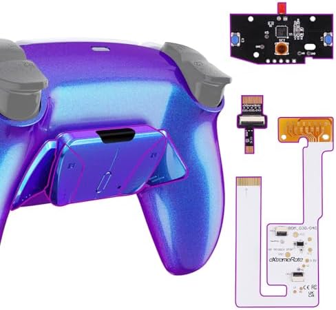eXtremeRate Back Paddles Programable RISE4 V3 Remap Kit for PS5 Controller BDM-030 040 050 Models, Upgrade Board Chameleon Purple Blue Redesigned Bottom Shell 4 Back Buttons for PS5 Controller