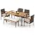 Tangkula 6 Pieces Patio Dining Table Set, Outdoor Rectangular Acacia Wood Table with 1.97” Umbrella Hole & Cushioned Backless Bench & 4 Armchairs, for Garden, Deck, Yard