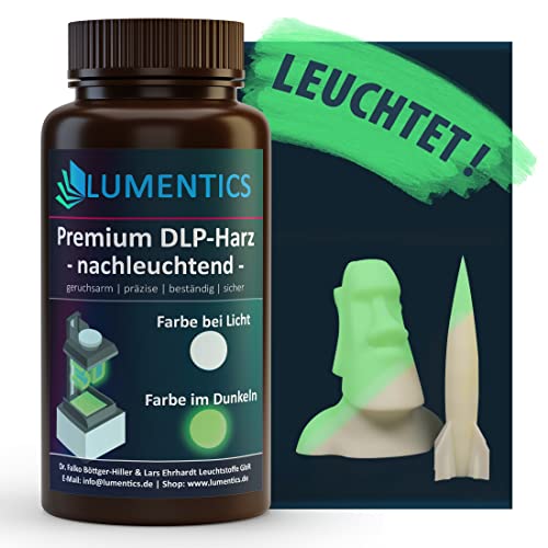 LUMENTICS 3D Drucker Resin NACHLEUCHTEND grün - 500 g, UV 405 nm, Leuchtet im Dunkeln, Phosphoreszierendes Photopolymer Harz für LCD DLP SLA - Glow in the Dark - Made in Germany Cover