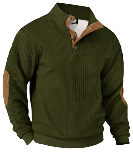 Men's Corduroy Sweatshirt Fleece Lined Thermal Elbow Patches Heavyweight Pullover (S-3XL)