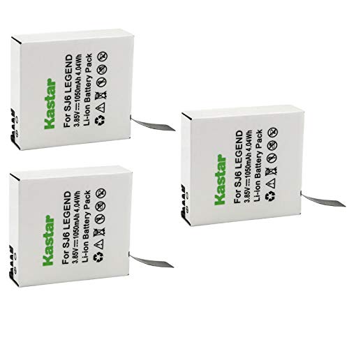 Kastar 3 Pack Battery Compatible with SJCAM SJ6 Legend SJCAM SJ 6 Battery and Charger, SJCAM SJ6 Legend 4K Action Camera, SJCAM SJ6 Legend Sport Camera